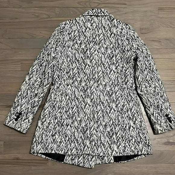 Banana Republic Black and White Chevron Print Jaquard Coat Jacket Size XS - Picture 9 of 9